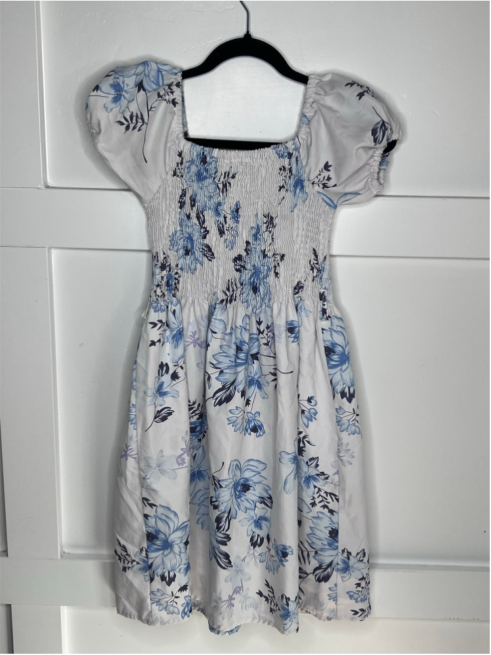 Juniors Unbranded Floral Mini Dress White Blue Size 14-16
